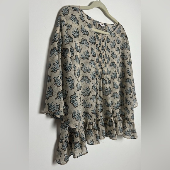 Anna Sui X Uniqlo Chiffon Floral Ruffled Hem Boho Cottagecore Blouse NWOT Sz S - Picture 6 of 12